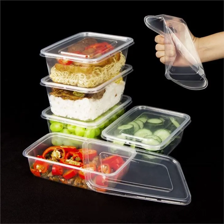 500ml Transparent Eco Friendly Microwavable Envasos d'aliments per emportar Dinar