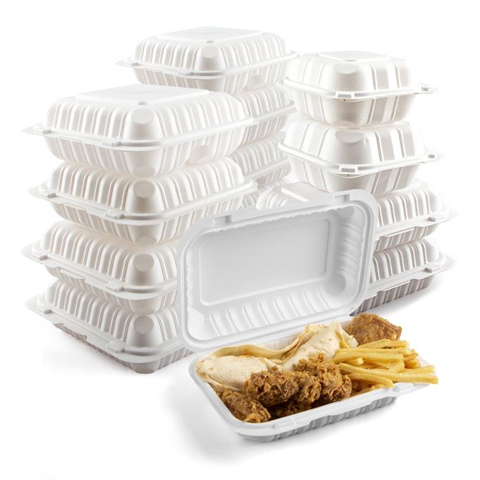 Envàs d'aliments de PP per microones termoformat de 9 x 6 polzades Caixes de dinar Bento de plàstic d'un sol ús per emportar