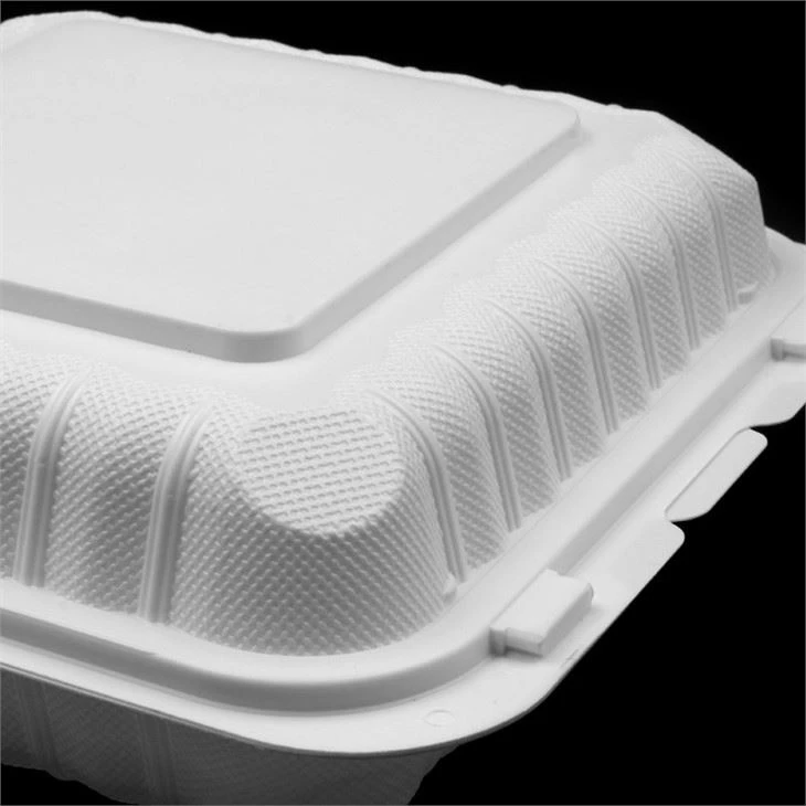 Biodegradable 3 Compartment Take Out Food Container Disposable Plastic Storage Boxes Folding Lid