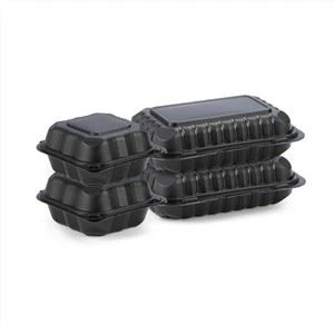 9x6 polzades negre per emportar microones caixa de microones caixa de frontisses negres envàs d'un sol ús plàstic Bento carmanyola