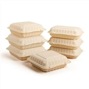 Contenidor de plàstic d'un sol ús PP de 9x6 polzades Caixa de dinar per congelador de microones Contenidor d'emmagatzematge d'aliments apilable amb tapa de bloqueig
