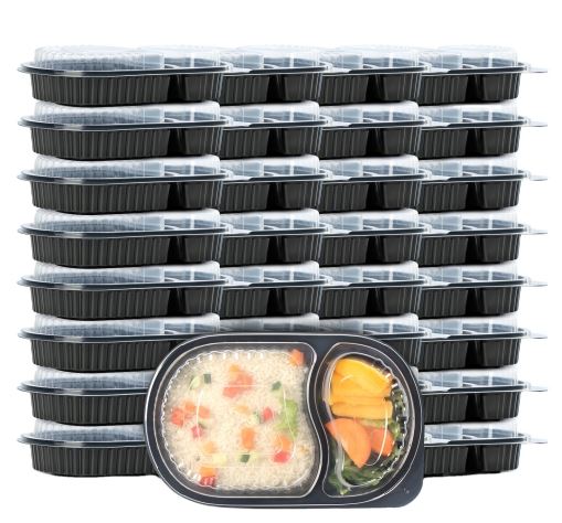 Contenidor d'aliments ovalat de 2 compartiments