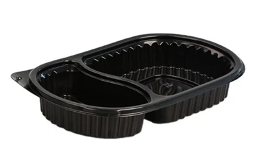 Contenidor d'aliments ovalat de 2 compartiments de PP